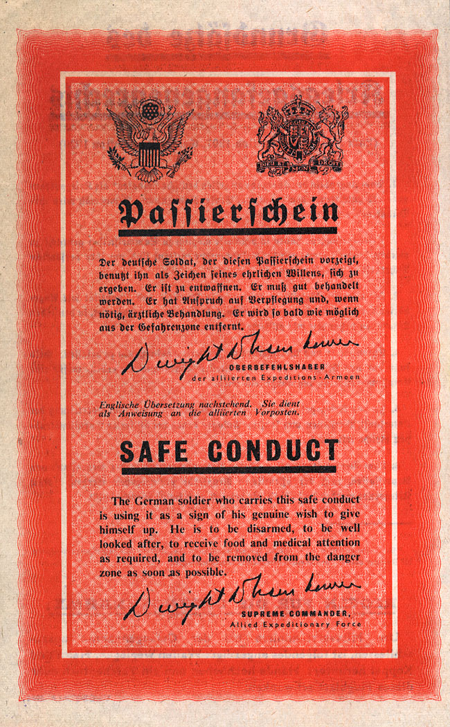 Psywar Leaflet Archive Zg 61a Safe Conduct Pass Passierschein