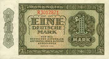 Genuine East German 1 Mark Banknote of 1948