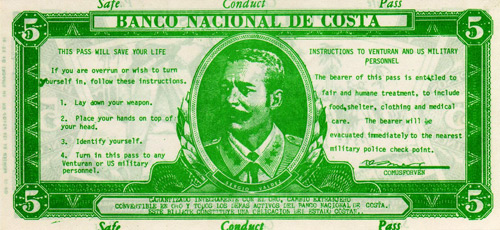 The National Bank of Costa Safe Conduct Banknote