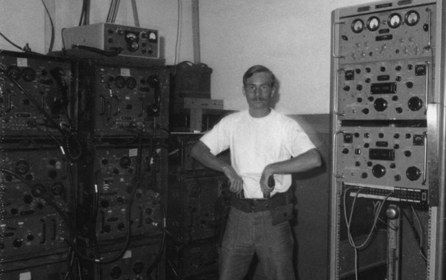 Communist propaganda to Kinmen Islands - SGT. Fynis Eugene Briddle in the Communications Centre on Kinmen.