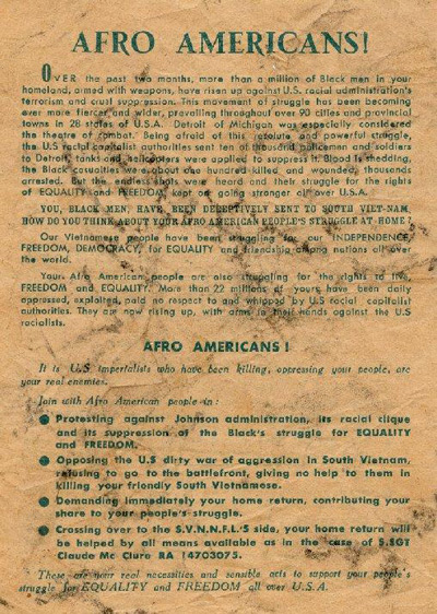 AFRO AMERICANS! Vietnam propaganda leaflet