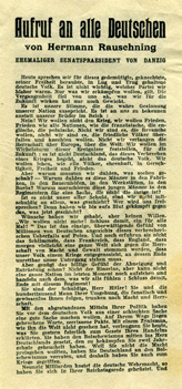 Random PSYOP leaflet - A Call to all Germans by Hermann Rauschning