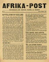 Random PSYOP leaflet - AFRICA POST, No. 4, 8 February 1943 - SURRENDER IN RUSSIA