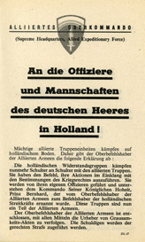 Random PSYOP leaflet - German Soldiers in Holland