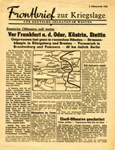 A 7 - C 19, Frontbrief zur Kriegslage, 2. Februarwoche 1945 - Vor Frankfurt a. d. Oder, K&uuml;strin, Stettin