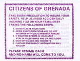 No Code, CITIZENS OF GRENADA TAKE EVERY PRECAUTION TO INSURE YOUR SAFETY