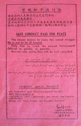Random PSYOP leaflet - SAFE CONDUCT PASS FOR PEACE