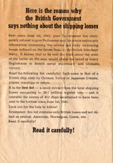 Random PSYOP leaflet - Here is the reason why the British Government says nothing about the shipping losses