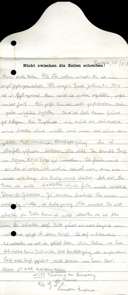 E/6, Prisoners of War Letter - Absender:- No. 449, Karl Heinz Meiser