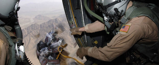 Afghanistan: Static line box drop of PSYOP leaflets.